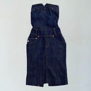 Vintage Y2K Miss Sixty strapless denim midi dress